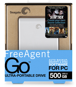 The new 500GB Seagate FreeAgent Go external hard drive comes with 21 full-length movies.