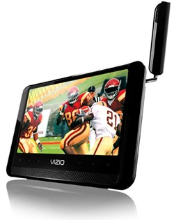 The Vizio Razor LED LCD Portable TV is battery-powered and can receive digital TV broadcasts.