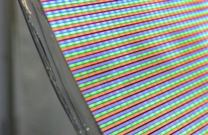 Close-up of the SHIPLA plasma-tube display.  The plasma tubes run horizontally.  (Photo:  Ken Werner)