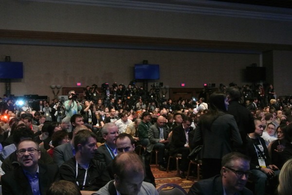 The camera-wielding press corps at Samsung's CES press event.  (Photo:  Ken Werner)