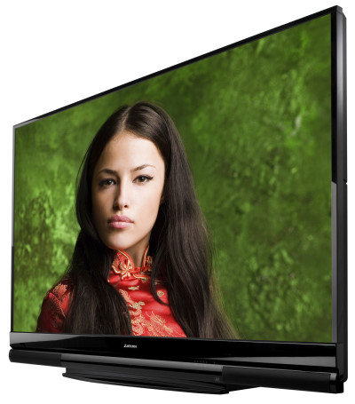 Rear projection HDTVs like the new Mitsubishi models look pretty slim.