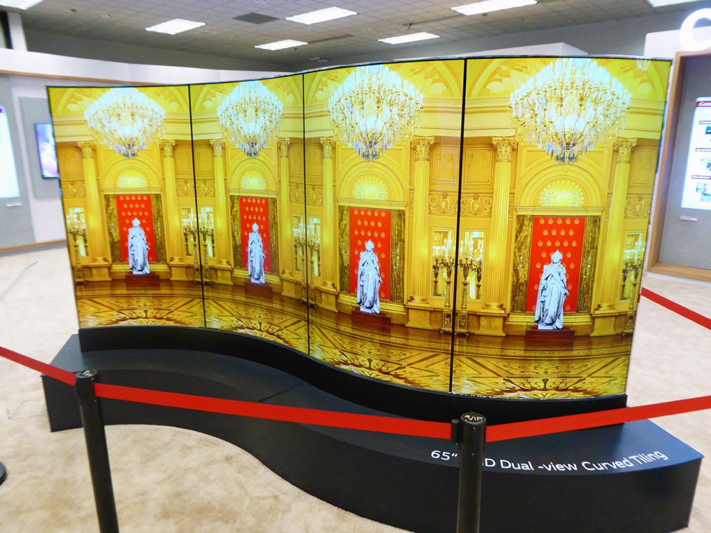 Stand four 65-inch UHD OLED panels on end, stitch them together, and this is what you get. Bibbedy-bobbedy-boo!