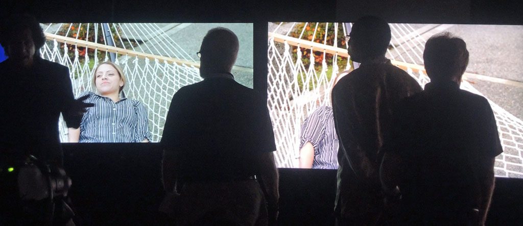 The LG 65-inch OLED (left) and Samsung's 78-inch LCD (right) viewed on-axis - at the optical centerline.