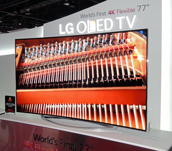 LG's got a 77-inch curved OLED TV that can also flex. (Why, I don't know...)