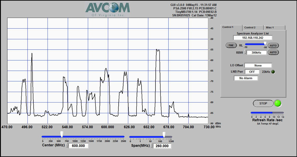 Finally, the same UHF TV spectrum, this time as received by the lowly bowtie, again with 
