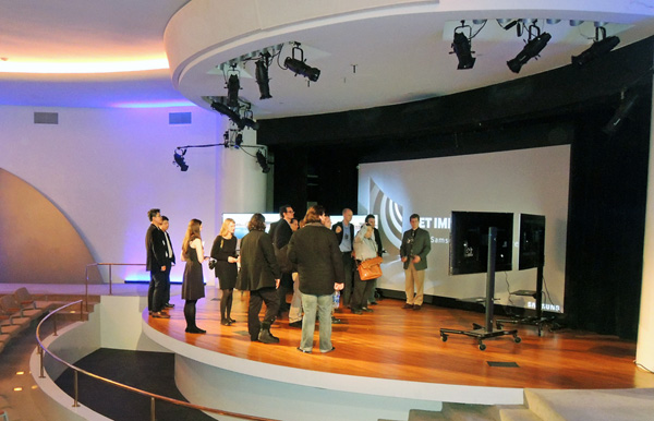 Members of the press get up close and personal with Samsung's Ultra HD technology demos.