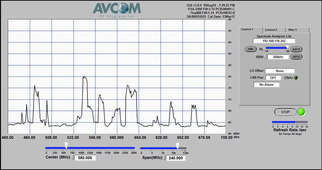 Here's the UHF TV spectrum as seen by the bow tie antenna, also using the Eclipse amplifier.