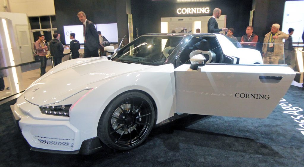 Figure 14. Corning apparently woke up and smelled the coffee! All of the glass in this car - windshield, mirrors, light covers, etc. - is made from the company's tough, durable, and scratch-resistant Gorilla Glass. (Why didn't they think of this earlier?)