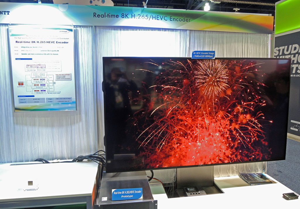 NEC and NTT both showed real-time 8K encoding using HEVC H.265. (Have we moved past 4K already? Wow...)